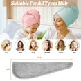 thumbnail image 3 of Yalumo Microfiber Hair Towel 3 Pack, Hair Towel Wrap for Women Quick Dry Hair Turban for Wet Hair Anti Frizz, Super Absorbent Head Towels Wrap for Curly, Long & Thick Hair (Blue,Grey,Pink), 3 of 7