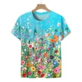 thumbnail image 4 of SMihono Hauts pour Femmes Été Décontracté Mode Imprimé Col Rond Manches Courtes Ample T-shirt Blouse Chandail Oversize T-shirt pour Femmes, 4 of 5