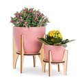 thumbnail image 4 of Pot Rose avec Support en Bois Support de Plante, 4 of 4