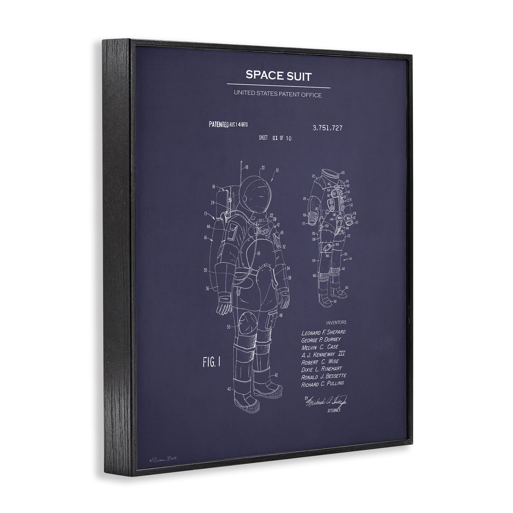Stupell Industries Space Suit Blueprint Novelty Painting Black Framed Art Print Wall Art, 24 x 30