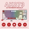 thumbnail image 2 of AK873 Gaming Keyboard,Chroma RGB Backlit,Hot-Swappable Linear Red Switch,PBT Keycap,75% TKL Layout,Ergonomic Mechanical Keyboard with Custom Coiled USB/Type-C Aviation Cable(White Grey), 2 of 9