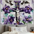 thumbnail image 2 of Orinice Purple Flowers Birds Tapestry Wall Hanging Unique Style Graphic Tapestries Home Decor Art Living Room Bedroom Farmhouse Dorm 60x50inch, 2 of 6
