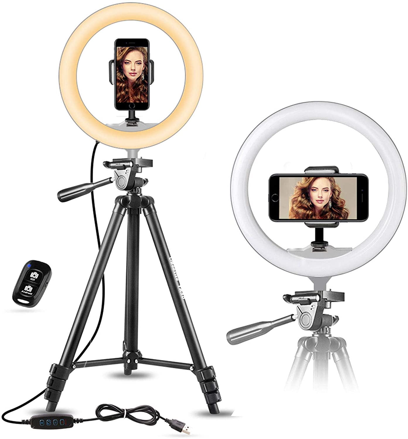 Ring Light with Mirror Stand Portable Mini Phone Holder/Tripod/Remote Control 20 