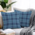 thumbnail image 2 of Throw Pillow Covers 24x24 Inch Set of 2, Buffalo Plaid Waterproof Outdoor Pillow Covers, Midnight Blue Indigo Farmhouse Gingham Striped Decorative Cushion Pillowcases for Patio Garden Couch Bed, 2 of 9
