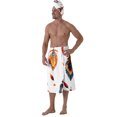 thumbnail image 7 of Colevkie Men's 2 Pcs Bath Wrap Set Bath Skirt & Bath Towel Polyester Adjustable Quick Drying Soft for Home Hotel Beach Sauna Printed Feathers Pattern, 7 of 7