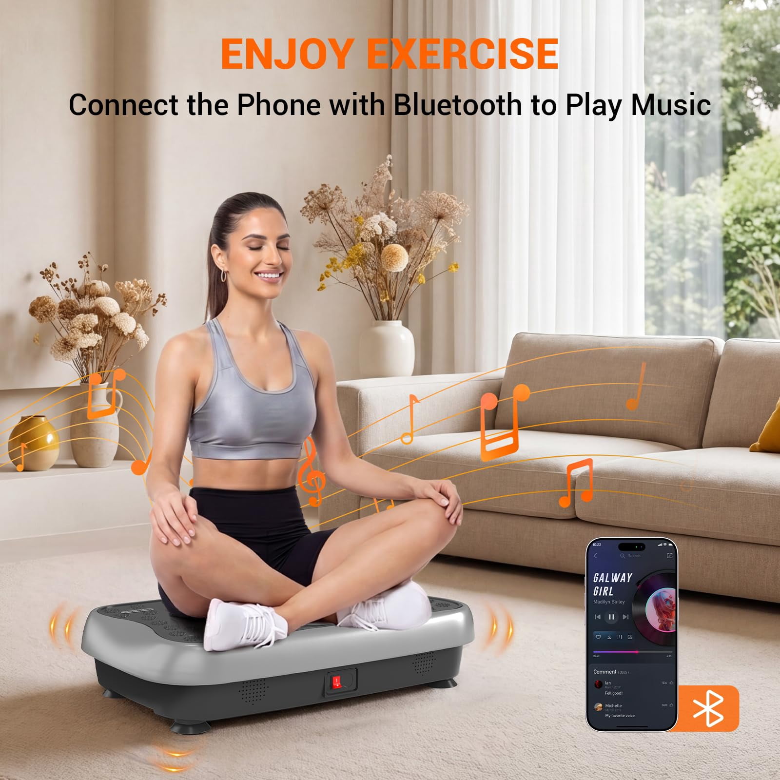 RIORUN Vibration Plate Exercise Machine with 300 Speeds and 150w, 460 lbs, Silver