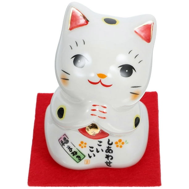 Mini Good Luck Cat Figurine Ceramic Cat Ornament Elegant Japanese Home Owners Office Workers Holidays Birthdays 1Pc