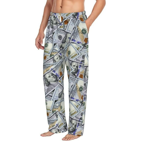 Mens Pajama Pants Hundred Dollar Bill Sleep & Lounge Pants with Two Pockets