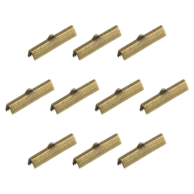 Unique Bargains 160Pack Ribbon Crimp Clamp Ends 30mm Cord End Clasp for DIY Craft Bronze Tone