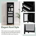 thumbnail image 3 of Boho Style Slim Tall Cabinet with Rattan Door, Mid Century Modern Tower Cabinet Up to 63", Country Style Freestanding Organizer with Metal Handles for Living Room, Bedroom, Bathroom, 3 of 9