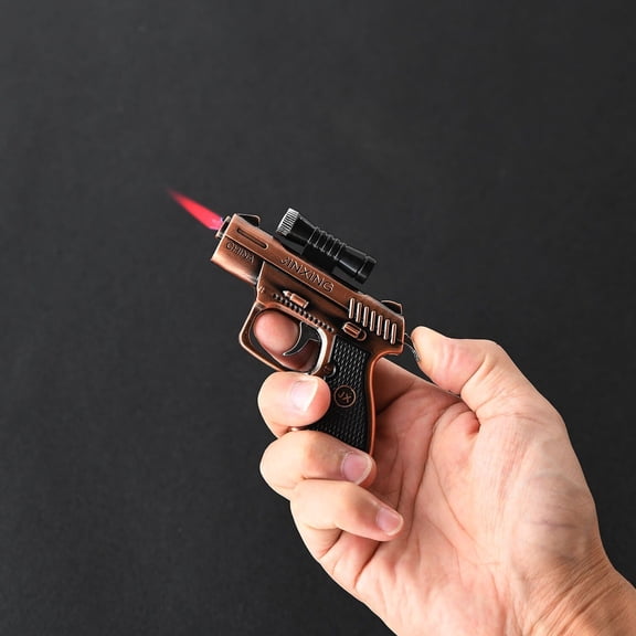 Modern Butane Lighter - Refillable Zinc Alloy Flame Lighter with Laser Pointer - Gunmetal & Copper Finish - Portable & Stylish