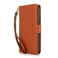 thumbnail image 6 of Compatible with iPhone 12 Pro Max Wallet Case, [6 Card Slots] PU Leather ID Credit Holder Folio Flip [RFID Blocking] Kickstand Double Magnetic Clasp Phone Cover & Wrist Strap,Brown, 6 of 12