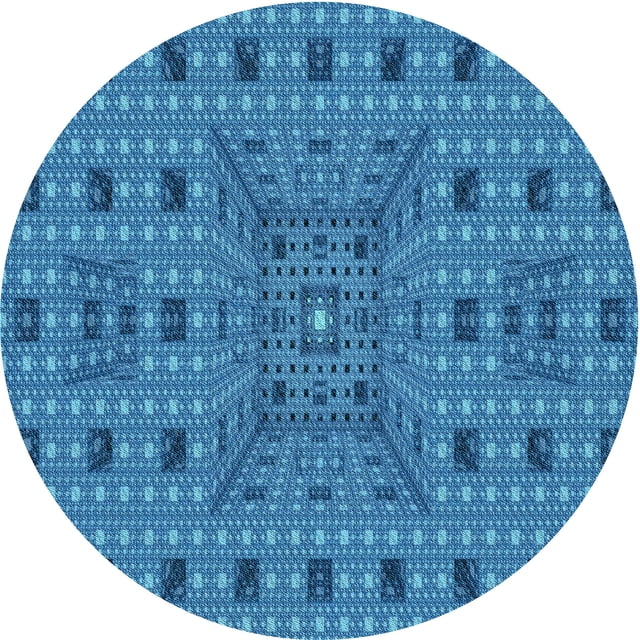 Ahgly Company Tapis d'Intérieur Ronds Transitionnels Bleus Lavables à la Machine, 7 Pieds Rond
