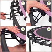 Soozier 45 Rebounder Trampoline for Adults, Foldable Mini Trampoline with Adjustable Handle Bar, Bungee Rebounder Jumping Cardio Trainer, Pink