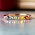 thumbnail image 3 of 14K Gold plated Multi Rainbow Sapphire Ring, Half Eternity Band Ring, wedding band Women Jewelry Stacking Matching Anniversary gift for her, 3 of 3