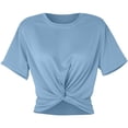 thumbnail image 4 of XIAOCHA Women's Twist Front Crop Tees Short Sleeve Crew Neck Pullover Top Casual Summer Tops, 4 of 5