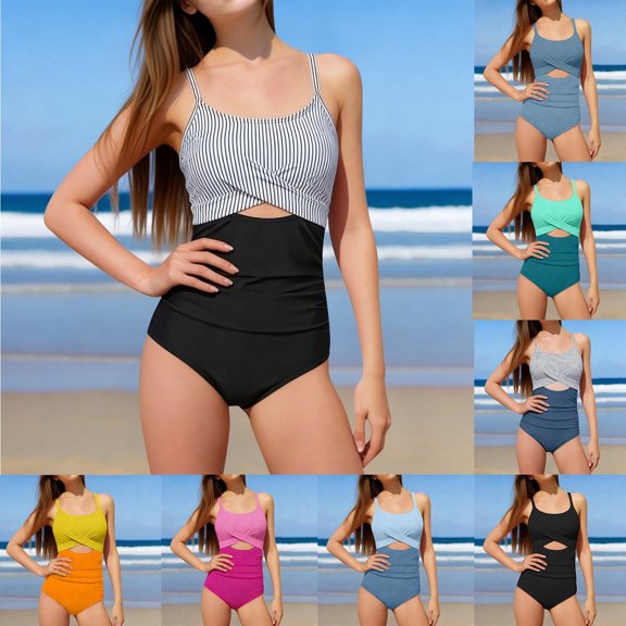 jiaxiM Girls Swimsuit Girl One Piece Bow Back Girls Bathing Suit cover Up Drawstring Ruffle Ruched Color Block Swimsuit Stretchy Girls Swimwear