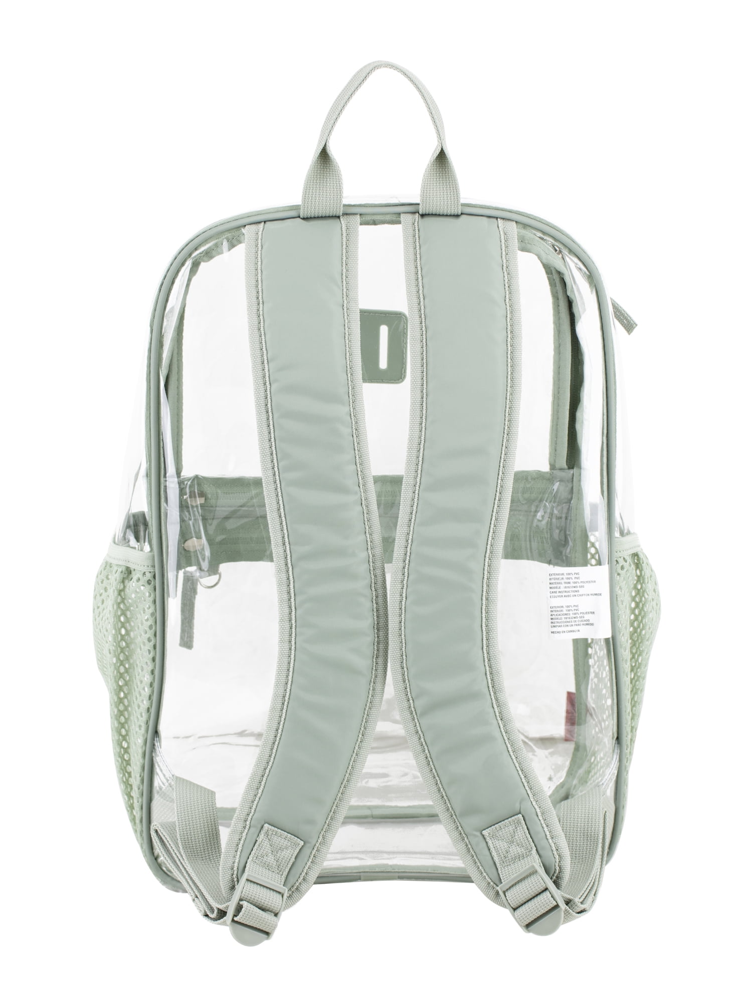 Eastsport Clara Clear Backpack Bundle w/ Zipper Pouch, Seagrass
