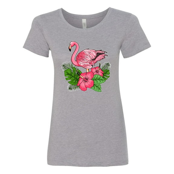 Inktastic Flamingo with Tropical Flowers Women's T-Shirt