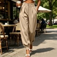 thumbnail image 4 of Lmnyox High Waist Pants for Women Comfy Loose Lightweight Pleated Trousers Trendy Dressy Pants with Pockets, 4 of 7