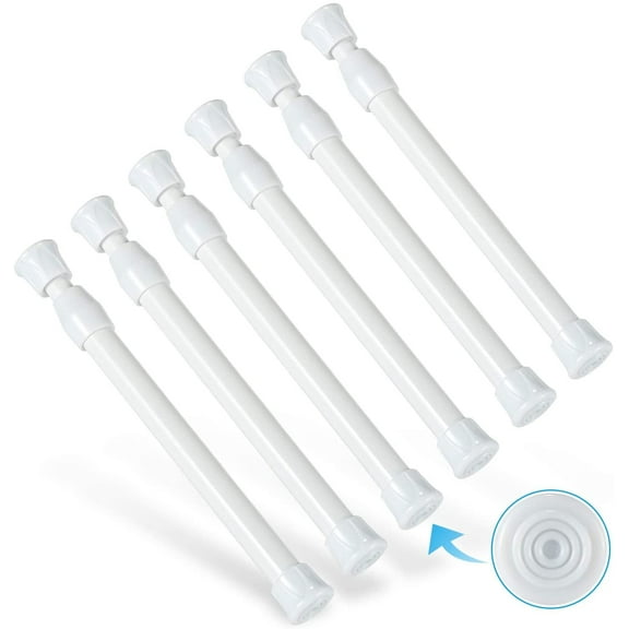 6Pcs Small Tension Rod,Tension Rod, No Drilling Rustproof Spring Adjustable Mini Tension Curtain Rod for Closet, Cupboard, Wardrobe, Bookshelf, (7-11 inch)