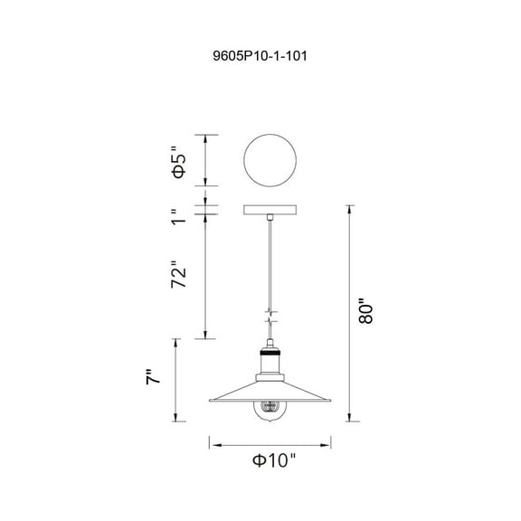 CWI Lighting Brave 1 Light Sophisticated Metal Indoor Mini Pendant in Black