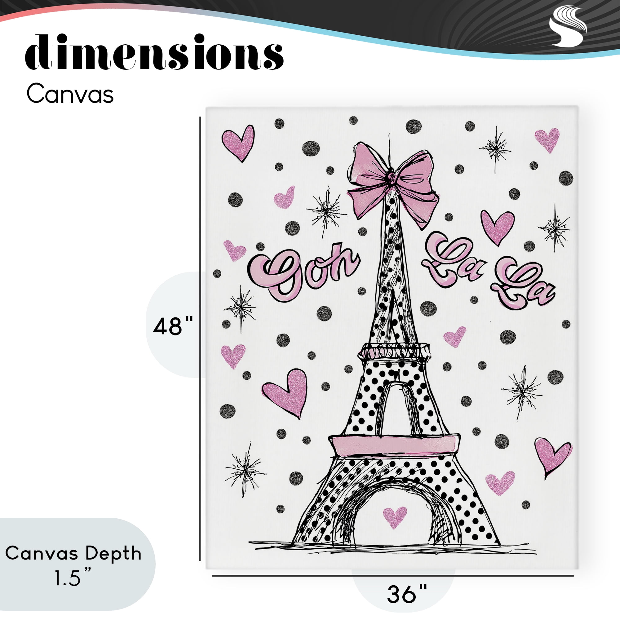 Stupell Industries Ooh La La Polka Dots Eiffel Canvas Wall Art, design by Jess Stempel
