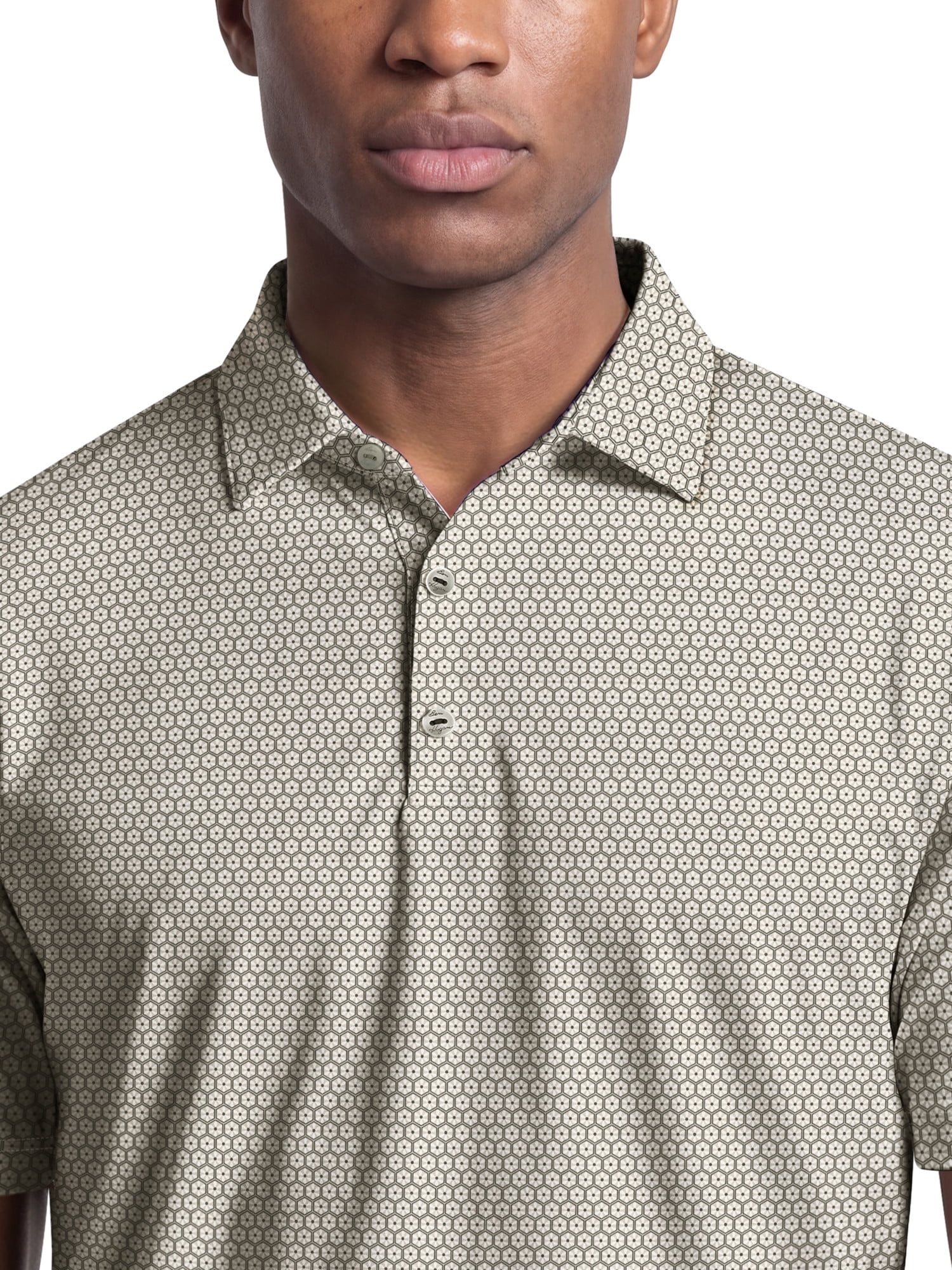Ben Hogan Performance Men's & Big Men's Flower Geo Print Short Sleeve Golf Polo Shirt, Sizes S-4XLT