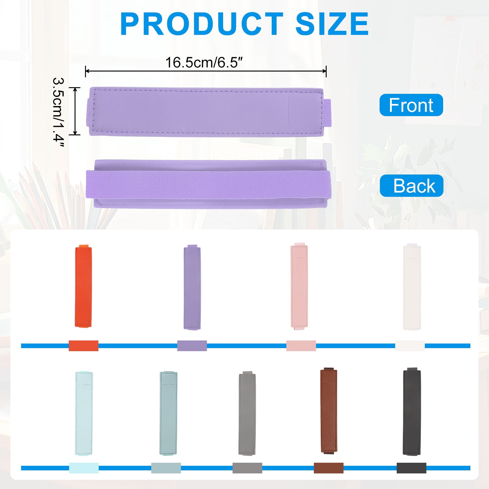 Unique Bargains Adjustable Pen Loop Holder Pencil Sleeve with Elastic Strap Purple