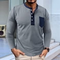thumbnail image 4 of Camisetas Henley de Larga Raglán para Hombre, Informales, Ajustadas y A . Gris M, 4 of 6