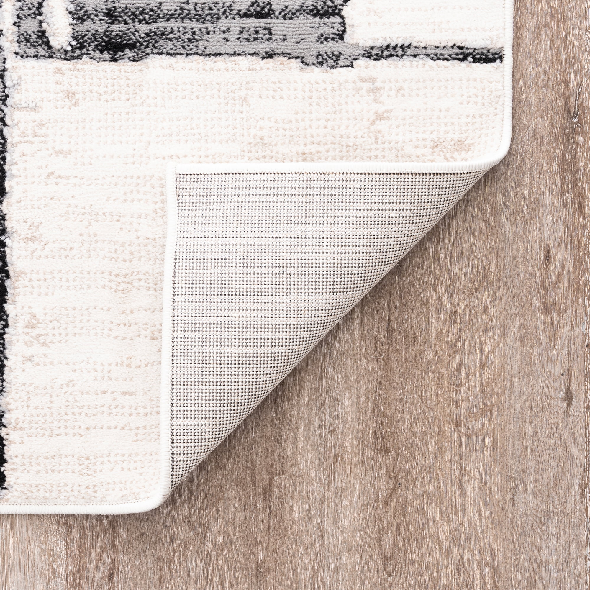 Alpha Contemporary 5' x 7' Beige and Black Polyester Indoor Area Rug