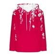 thumbnail image 4 of Ecqkame Women's Flannel Hoodies Casual Loose Print Long Sleeved Pullover Sweatshirt Hooded Pocket Fashion Hoodie Red M, 4 of 5