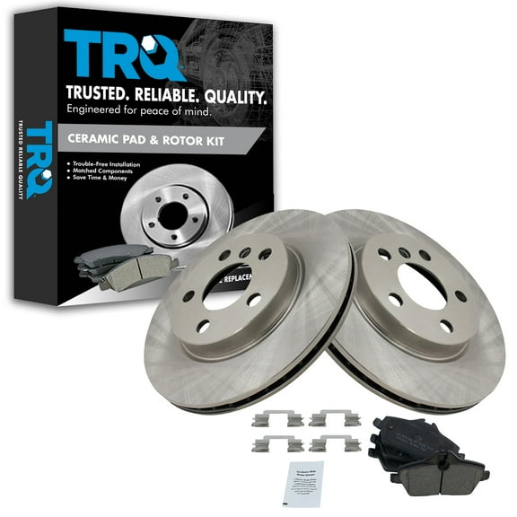 TRQ Front Brake Pad & Rotor Kit Brake Pads Brake Rotor Ceramic Fits Select 2014-2016 Mini Cooper
