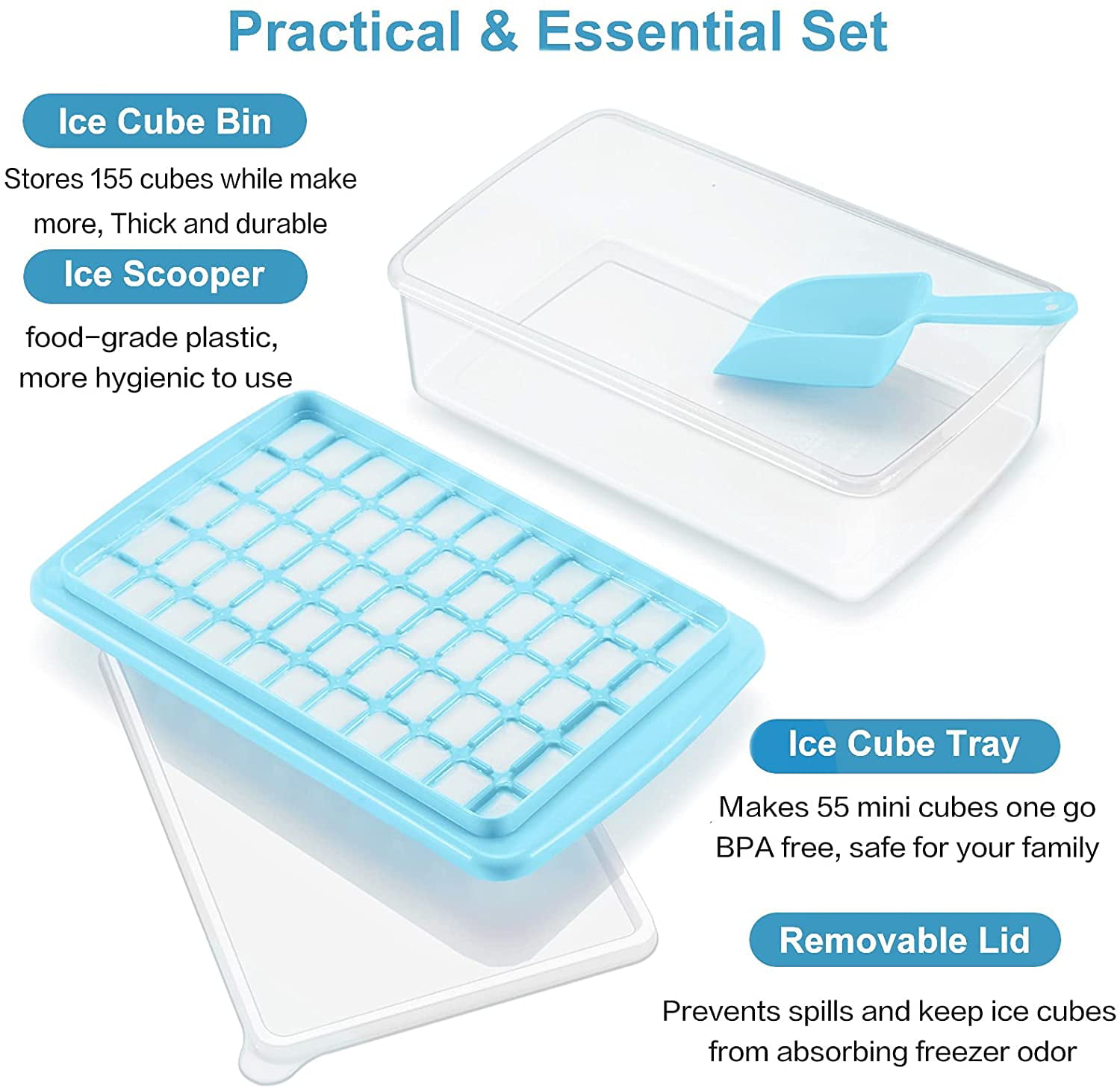 Mickiewicz 3 Pack Ice Cube Tray with Lid and Bin, Plastic Ice Cube Trays  for Freezer with Ice Box, Easy-Release Flexible 42-cubes Ice Trays with Ice  Bucket and Ice Scoop - Yahoo
