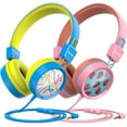 thumbnail image 1 of New Bee Kids Headphones with Mic, Safe Volume Limiter, On-Ear 2-PACK, 1 of 11