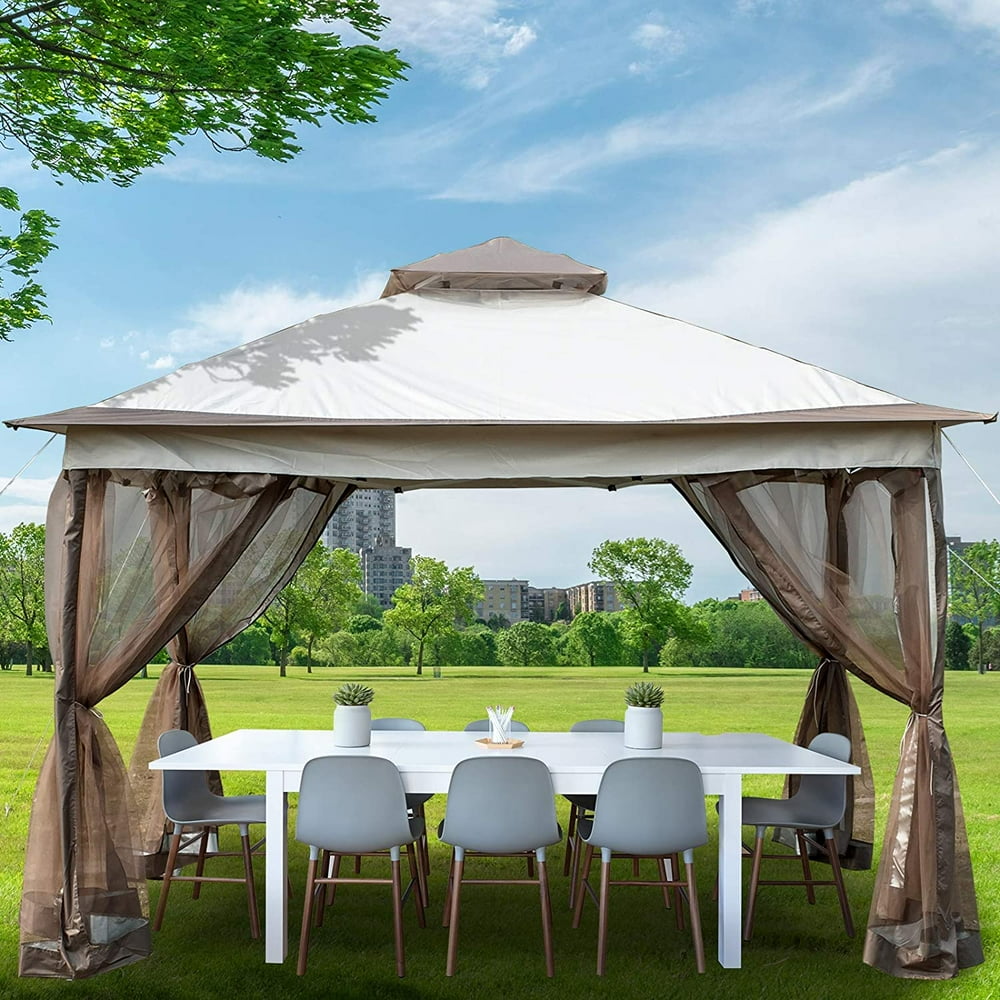 VEVOR Pop Up Gazebo 12' x 12' with Netting Outdoor Canopy Gazebo with