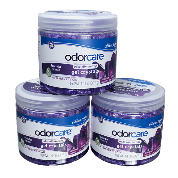 OdorCare Odor-Eliminating Gel Crystals with Lavender Breeze, 14 oz, 3 Count, 3 Pack