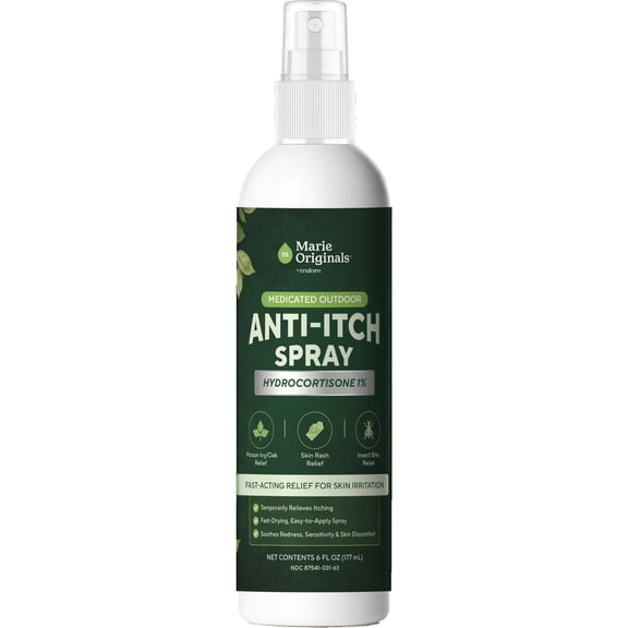 Marie Originals Medicated Outdoor Anti-Itch Spray, Itch Relief for Insect Bites, Poison Ivy & Outdoor Skin Irritations, 6fl oz