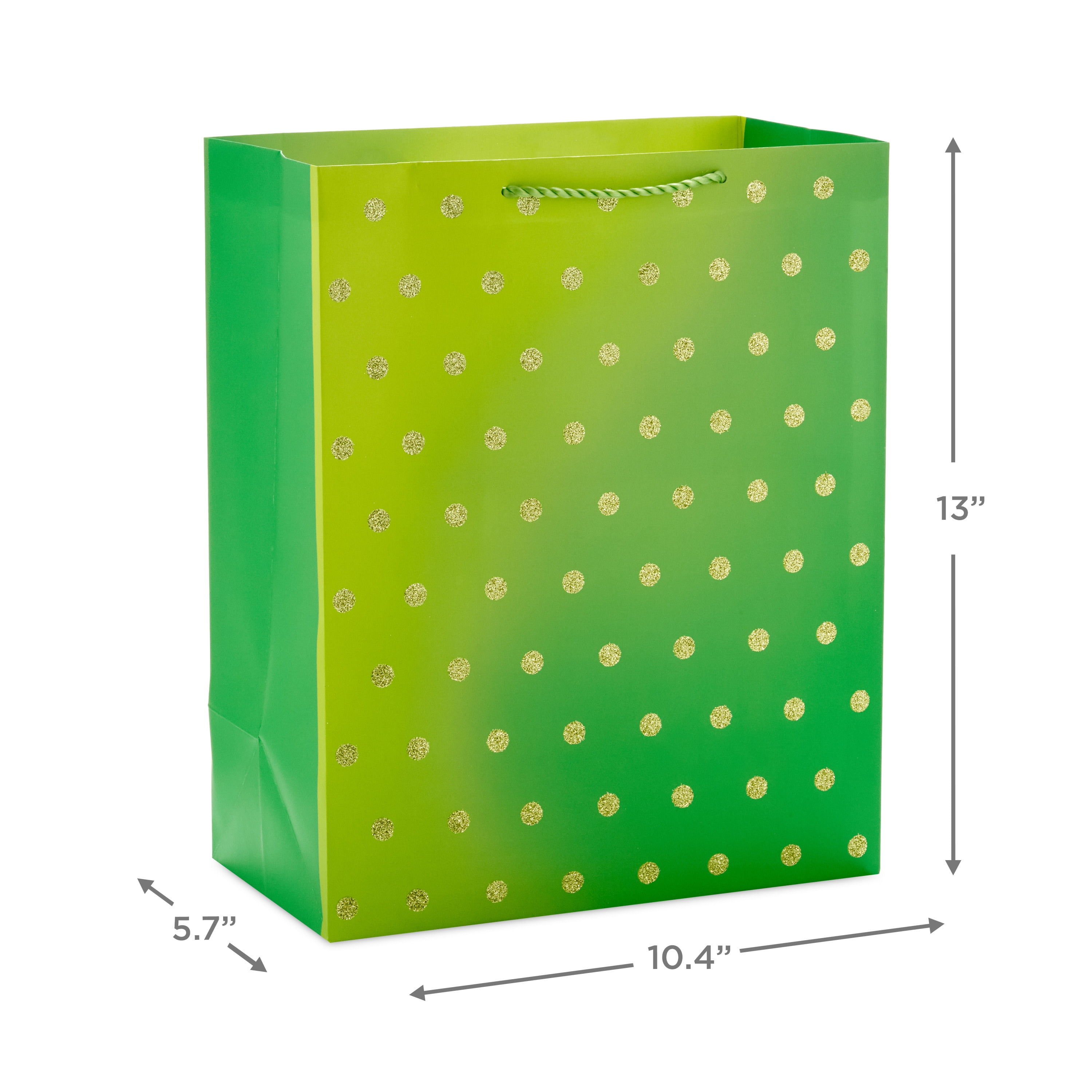 Hallmark 13" Large Gift Bag (Green with Glitter Dots)
