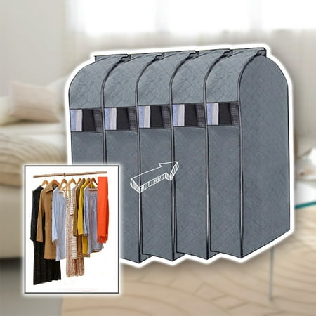 5 Pack Garment Cover For Clothing Iclover Hanging Breathable 5 Pack Garment Cover For Clothing Iclover Hanging Breathable Storage Bag Covers