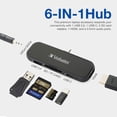 thumbnail image 3 of Hub USB C Verbatim 6 en 1 con PD de 100 W, USB 3.0, SD, HDMI 4K, 3 of 8