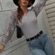 thumbnail image 2 of Otoño Invierno Suéter Ahueca Hacia Fuera Manga Larga Cuello Redondo Elástico Jersey Camisa De Punto Para Mujer Gris XL, 2 of 7