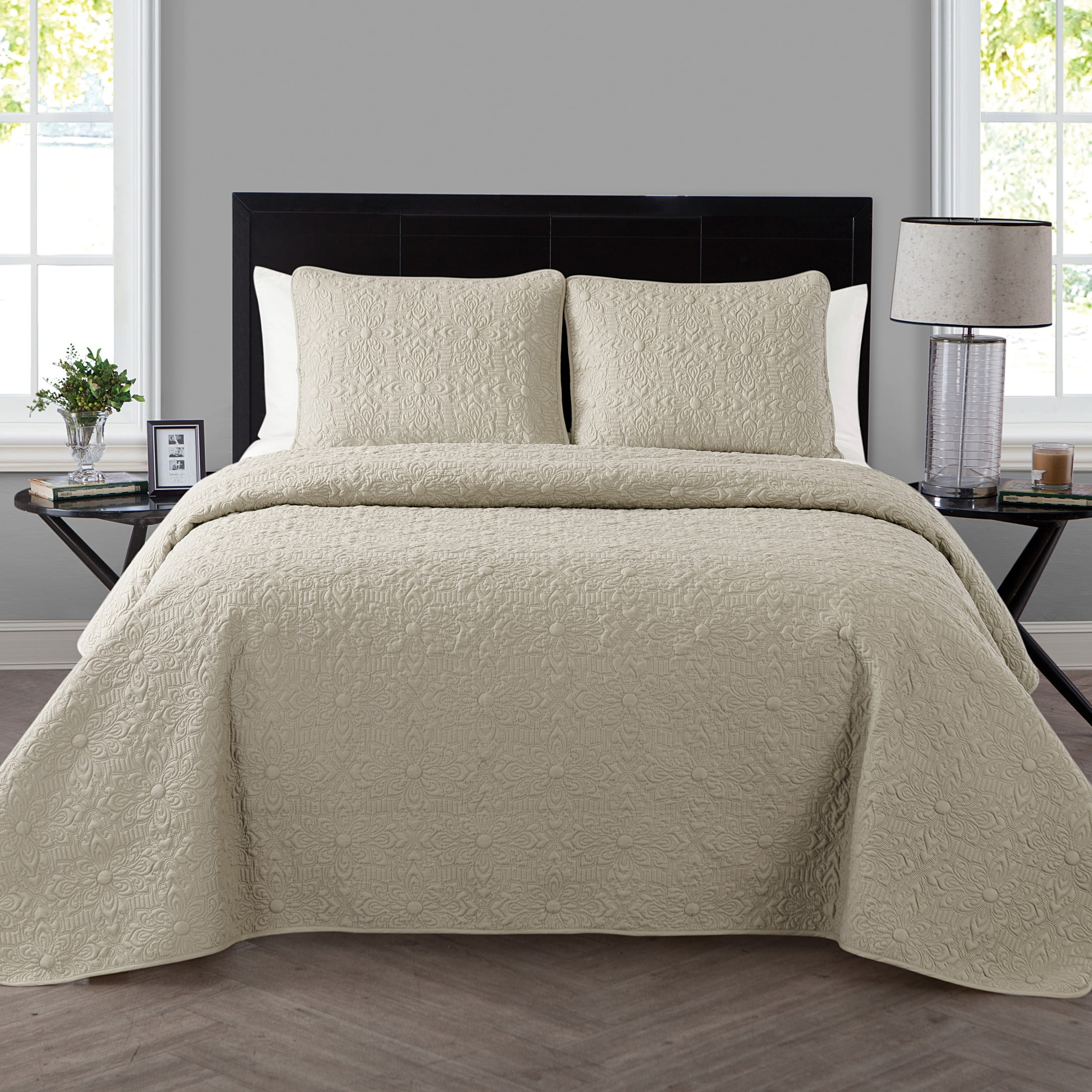 Details about   Better Home Style 3 Piece Luxury Ultrasonic Embossed Solid Color Quilt Coverlet