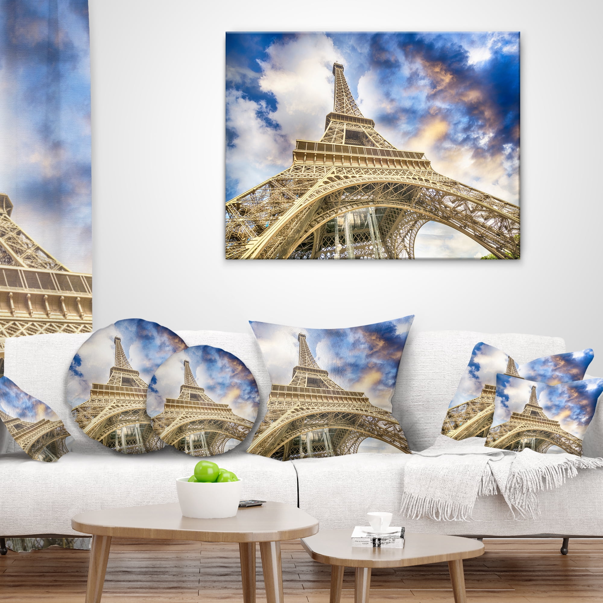 Designart 12" x 20" Blue Polyester Throw Pillow