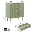 thumbnail image 3 of QinaQin Buró o cómoda acanalada de 3 cajones con jaladeras y patas doradas, diseño moderno para recámara, sala, pasillo o entrada, 3 of 7