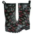 thumbnail image 2 of Shiny Sketchy Pop Owls Printed Jelly Mid Calf Women Rain Boot, 2 of 2