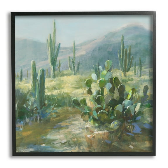 Stupell Industries Desert Cactus Landscape Nature Painting Black Framed Art Print Wall Art, 12 x 12