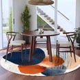 thumbnail image 3 of Round Rugs 6Ft, Navy Blue Burnt Orange Round Area Rug Washable Indoor Throw Carpet, Artwork Vintage Geometric Soft Non Slip Circle Rug for Office Cabinet Home Decor Aesthetic, 3 of 8