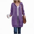 thumbnail image 5 of Towmus Women Full Zip Up Hoodie Plain Hoodies for Womens Casual Fleece Knee Length Tunic Sweatshirts Fall Winter Jackets Tops with Pockets, 5 of 9