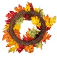 thumbnail image 5 of Haute Decor 24 Inch Fall Sunflower Artificial Wreath with Pinecones and Pumpkins, 5 of 5